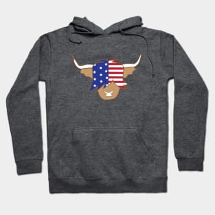 Highland cow USA flag blue red and white coo Hoodie